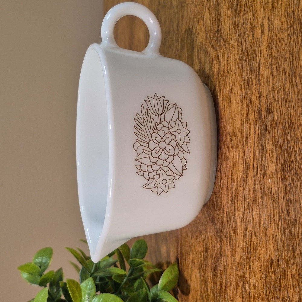 PYREX Vintage Milk Glass Woodland Pattern Gravy Boat